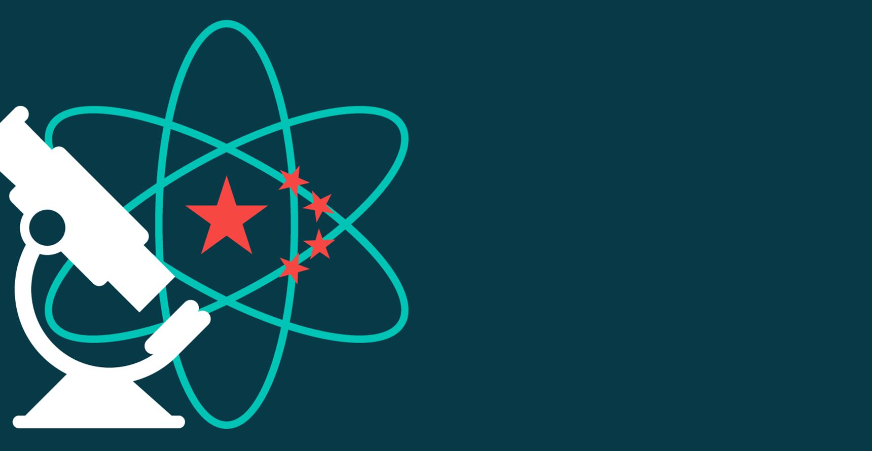 An image of a microscope on a teal background